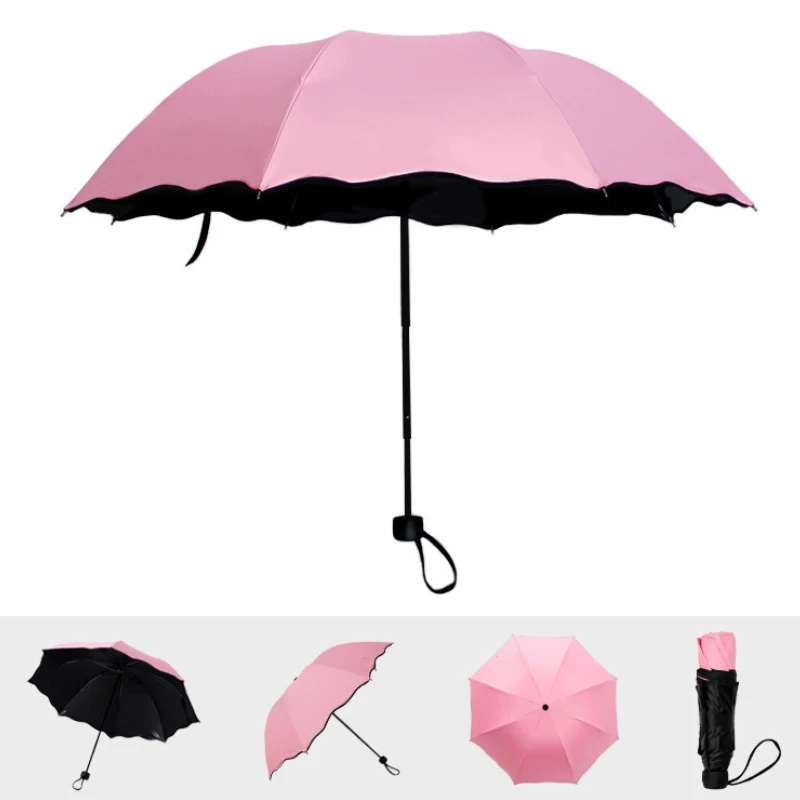 wholesale water bloom rippled edge creative arch with three fold umbrella 8 bones advertising umbrella folding