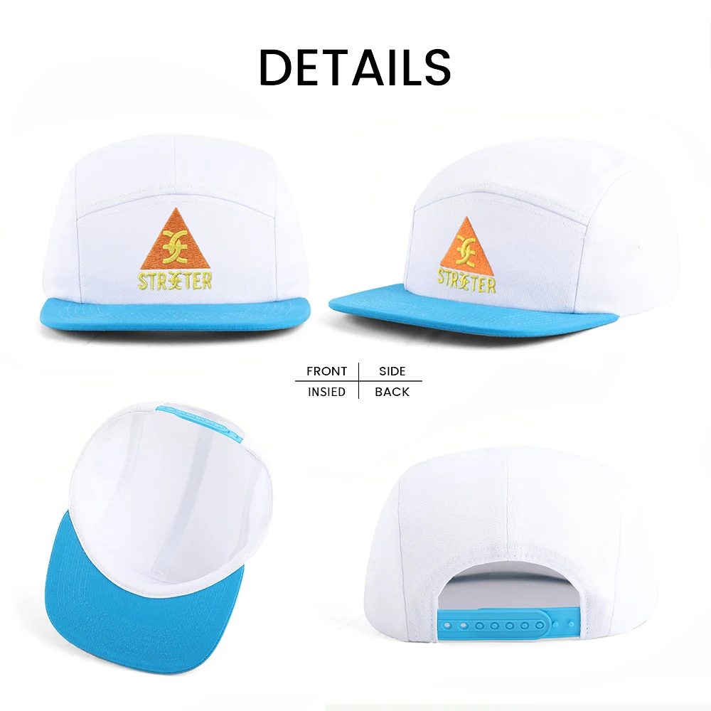 Custom Outdoor Activities Sports Unstructured Running 5-Panel Hats Cycling Cap, Flat Brim Cotton Camp Camper Hat