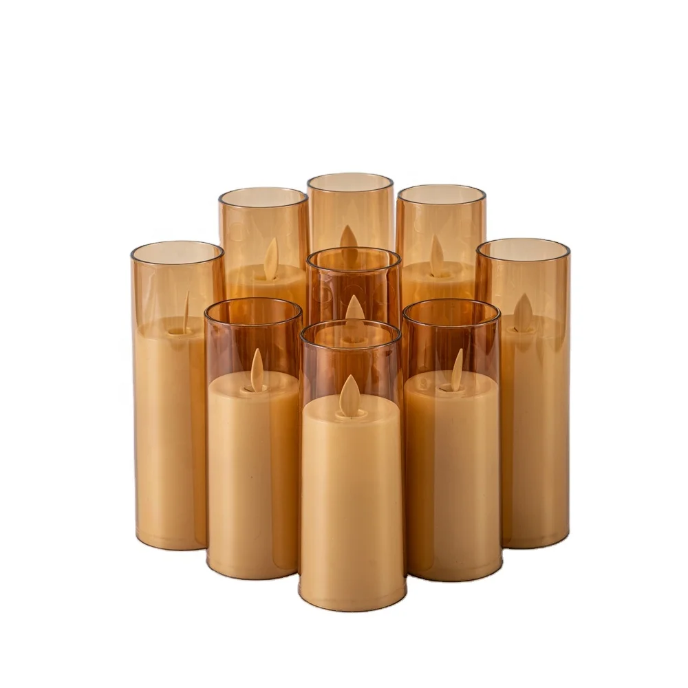 Various sizes of home decoration battery led candle light wholesale 4' 5' 6'with remote electric flameless pillar candles