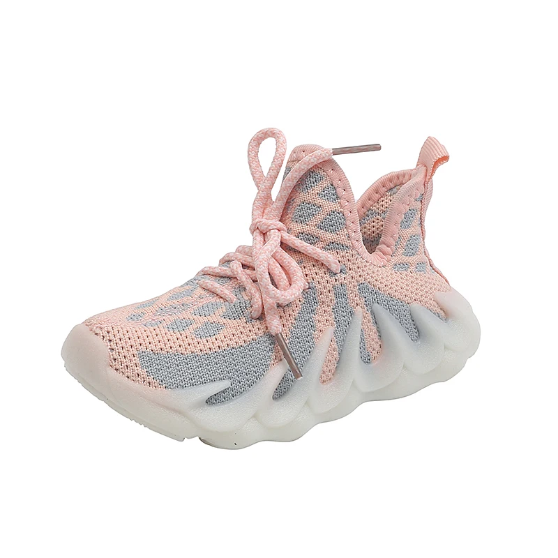 Кроссовки Yeezy детские резиновые плоская подошва Нескользящие сетчатые для мальчиков и девочек Прямая поставка с