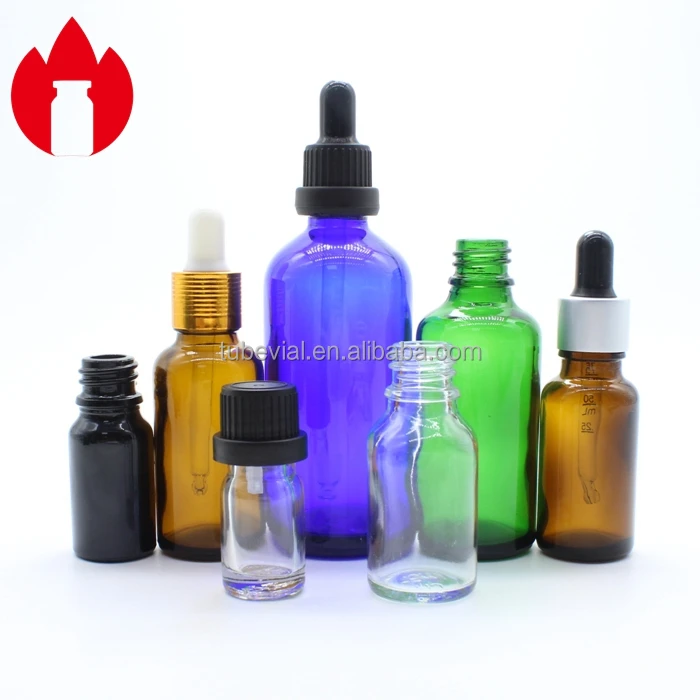Customized 5ml 10ml 15ml 20ml 30ml 50ml 100ml Empty Clear Amber Blue Green Cosmetic Essential Oil Dropper Glass Bottle Vial