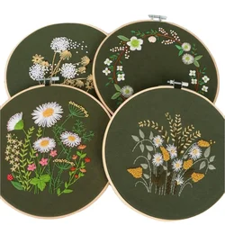 Customized Embroidery Starter Kits with Instructions Cross Stitch Hoops Pre-printed Pattern Cloth Theads and Tools Set