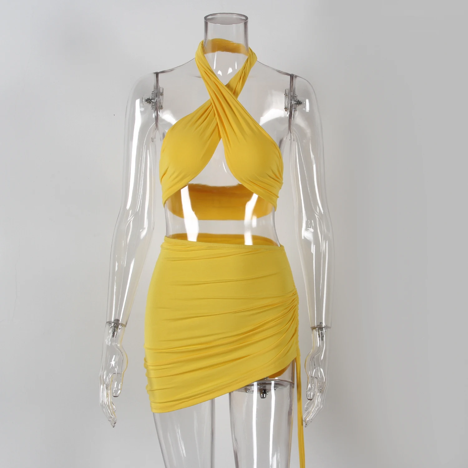 
8568 High Quality Wholesale Summer Fashion Rave Party Flashing Bra and skirt Sets Club Sexy Dress 