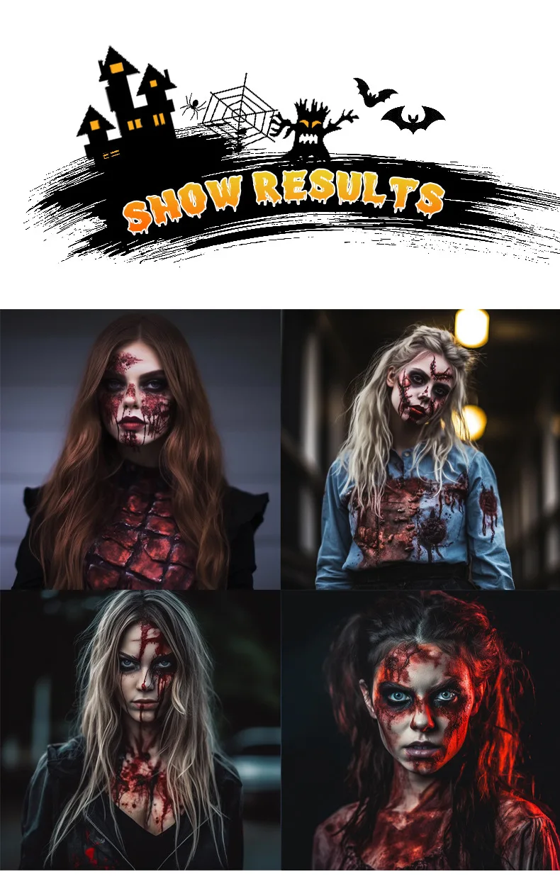 Nicro Halloween Cosplay Makeup Props Fake Blood Spray Horror 3D Bleed Temporary Scar Wound Halloween Makeup Liquid Latex Set