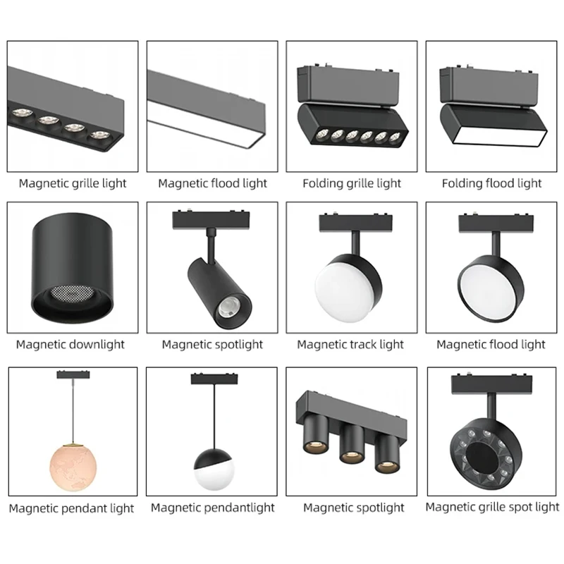Commercial Lighting Magnetic Track Light System Recessed Surface Mounted Spot Focus Linear Led Magnetic Light