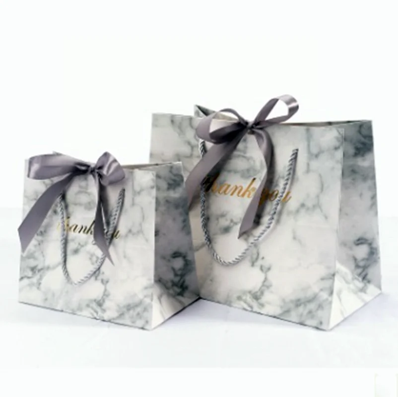 Custom luxury boutique packaging clothing shopping marble pattern paper bags with logo print