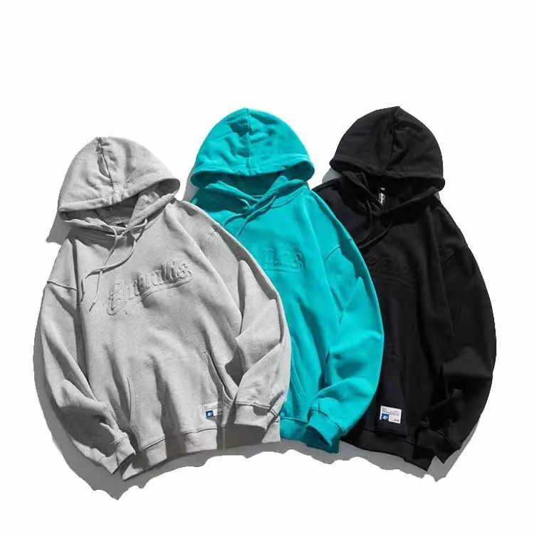 Оптовая продажа высококачественный 100% хлопковый французский махровый пуловер джемпер толстовка большого размера плотные толстовки с тиснением логотипа на заказ