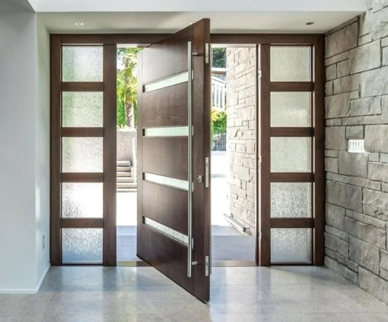 Elegant modern front door solid wood pivot entry doors