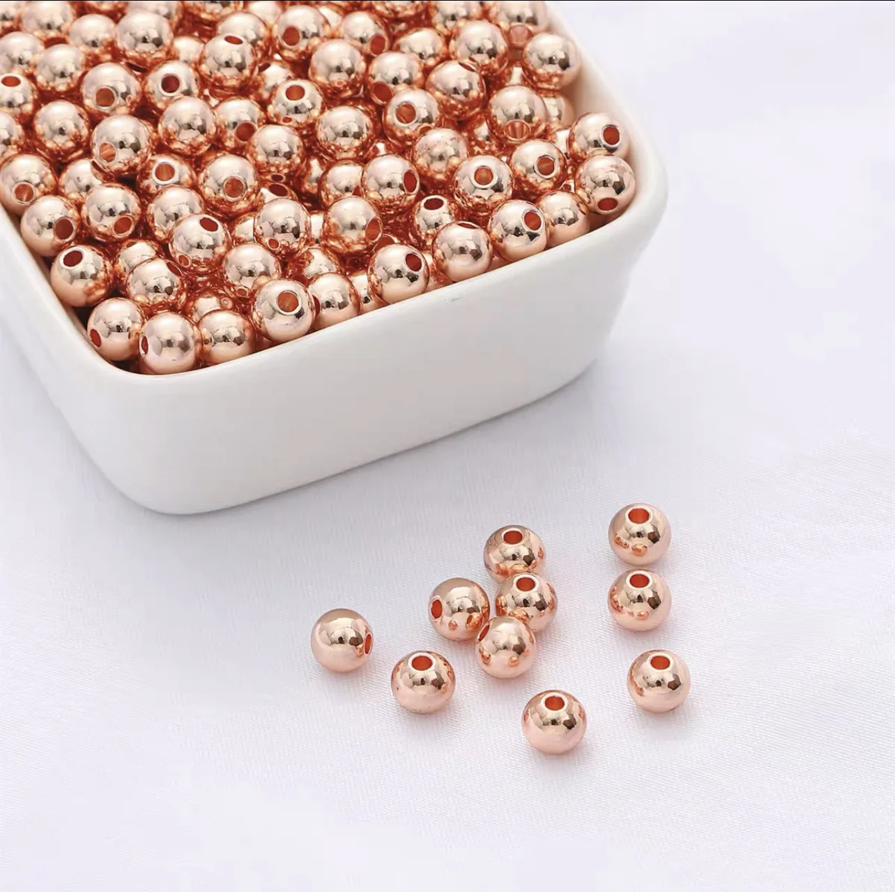 14k 18k Gold Plated Spacer Metal Beads Round Ball for Jewelry Making Bracelets Necklaces