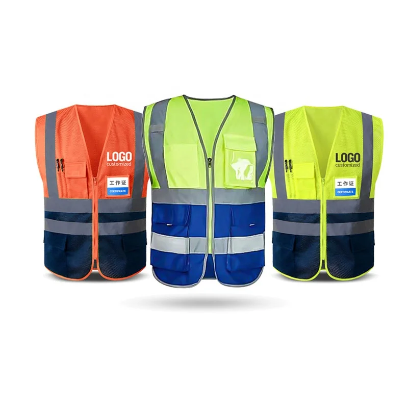 Custom Logo With Pockets Construction Wholesale High Visibility Reflective Safety Vest
