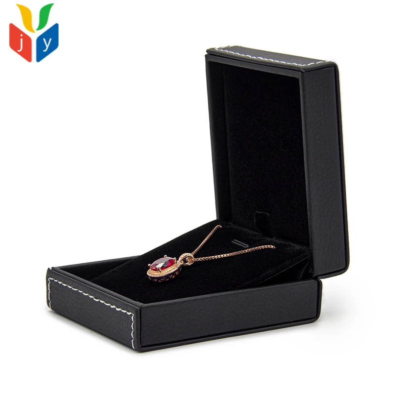custom black white pu leather ring jewelry box necklace set jewelry box with logo
