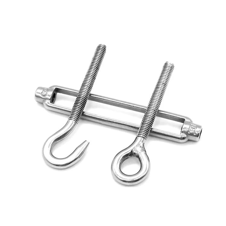 DIN1480 A2 A4 304 316 Stainless Steel M16 Wire Rope Turnbuckle with Hook and Eye