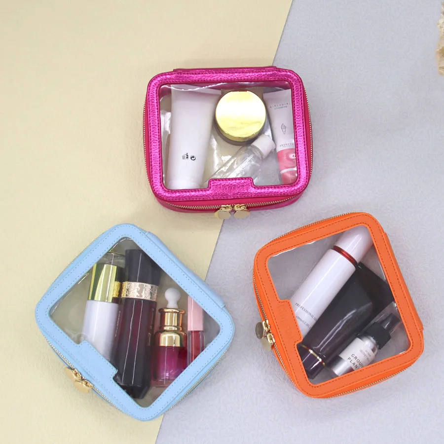 BSCI Recycled PVB Leather Transparent TPU Custom Clear Makeup Pouch PVC Cosmetic Bag Case