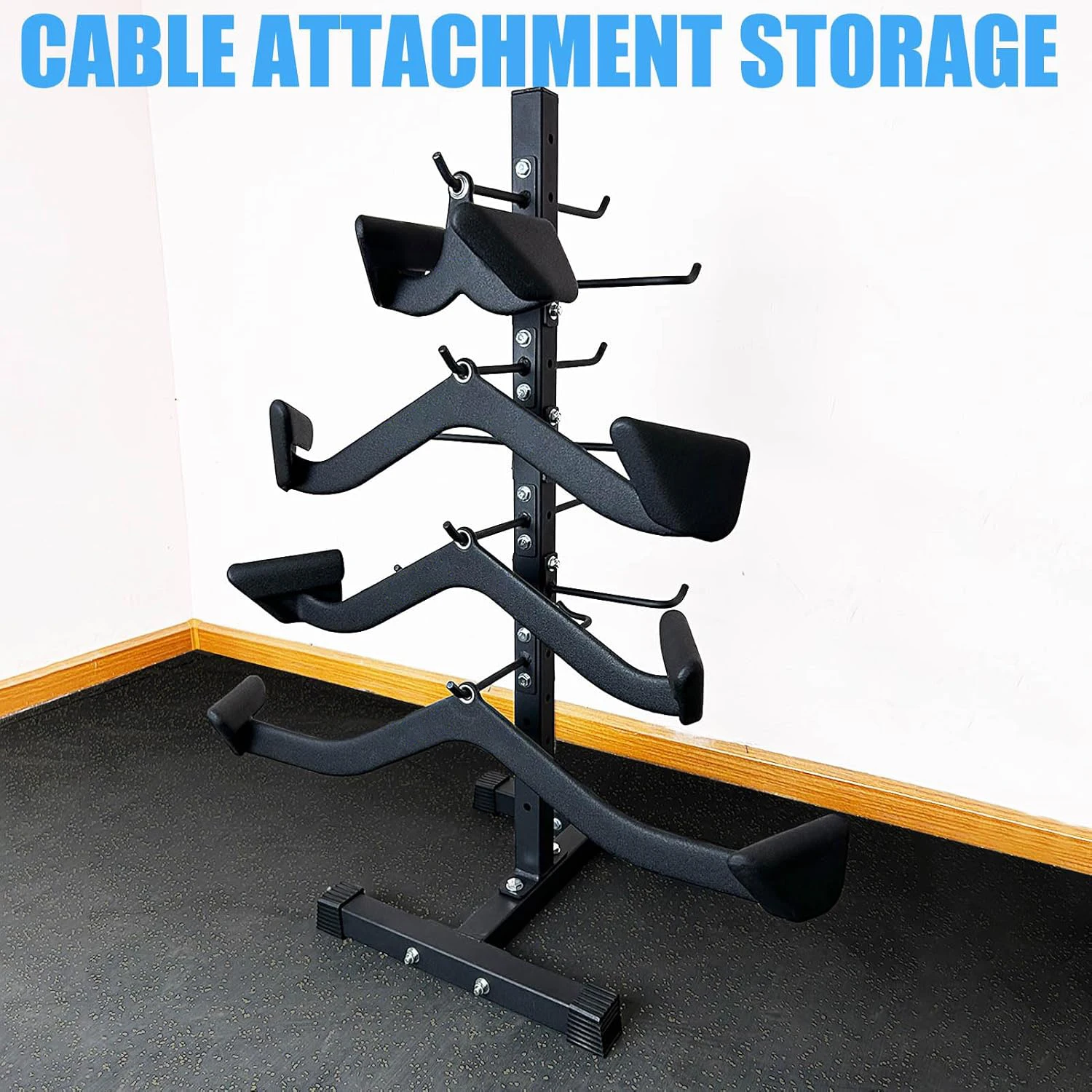 Heavy Duty Steel Gym Storage Cable Attachment Rack Lat Bar Organizer for Different Cable Handles