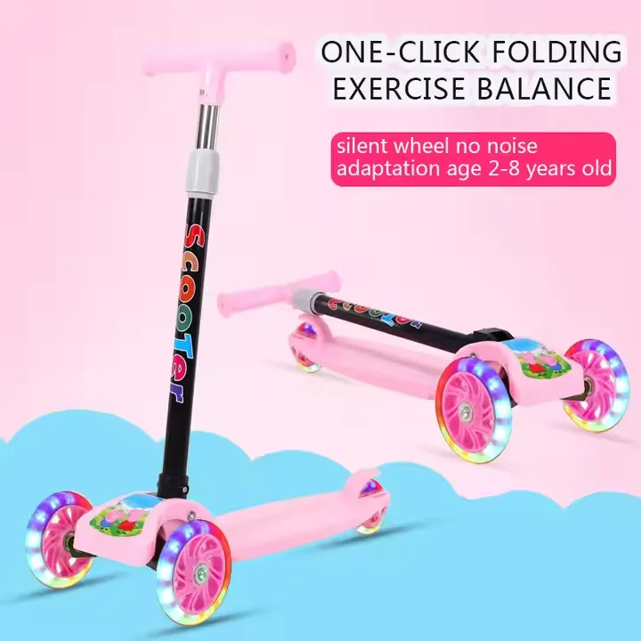 Children baby kids scooters flash wheel outdoor 3 three wheels 2 in 1 folding toys kick scooters foot scooter