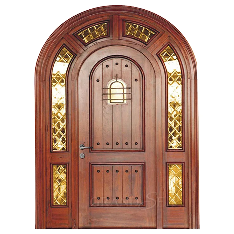 Exterior interior unique hand craved solid wood top arched wood door for sale