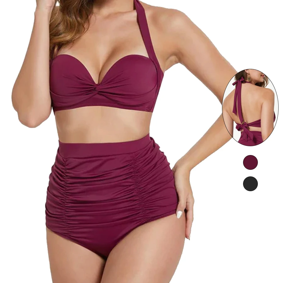 2023 Factory Price Girls Two Pieces Swimwear Beachwear Shapewear Swimsuit Tankini Top With Strappy For Women