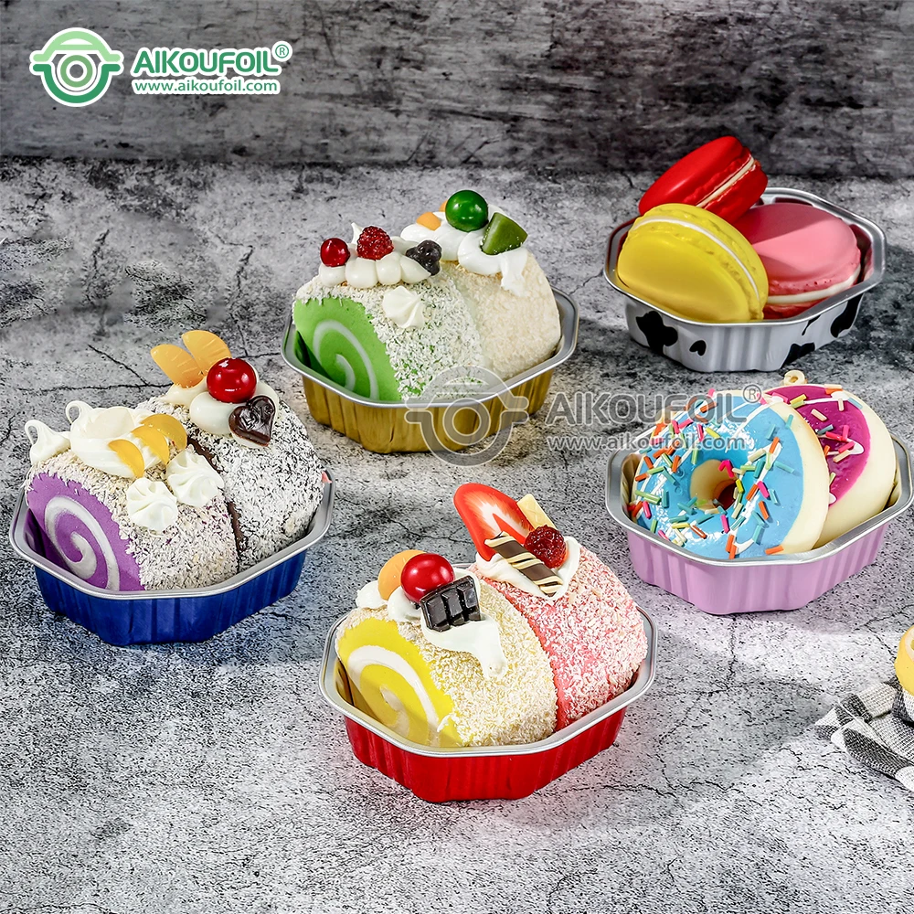 Gold foil cake tray disposable loaf tins accessories Aluminum baking mold loaf bread baking pan foil cake cup