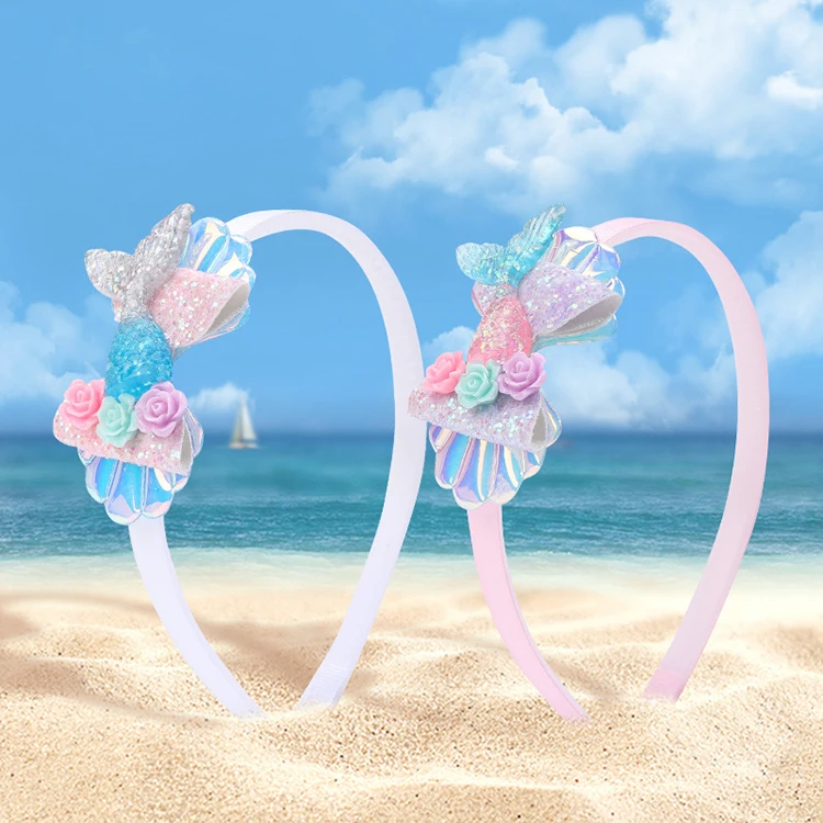 Shenglan Little Flower Headband Kids Cute Cartoon Headbands Sequins Seashell Headdress Party Beach Vacation Flower Headband