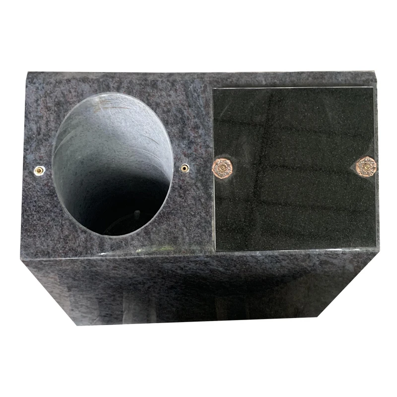 Wholesale Tombstone Cremation Urns Bahama Blue and Black Granite Funeral Urns