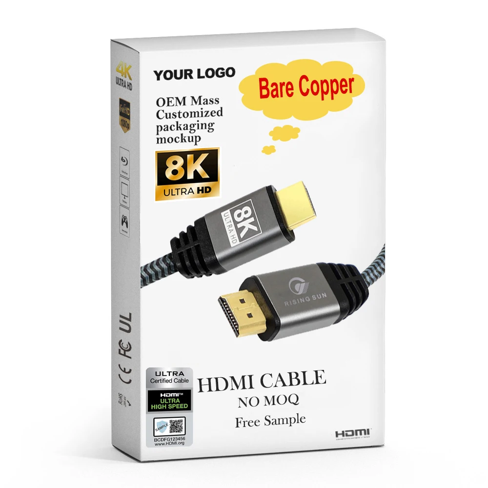 Custom Logo 1M 4K 3D HD HDMI Cable High Speed 2k*4k Data Cord 2160p Audio Video Cables HDMI