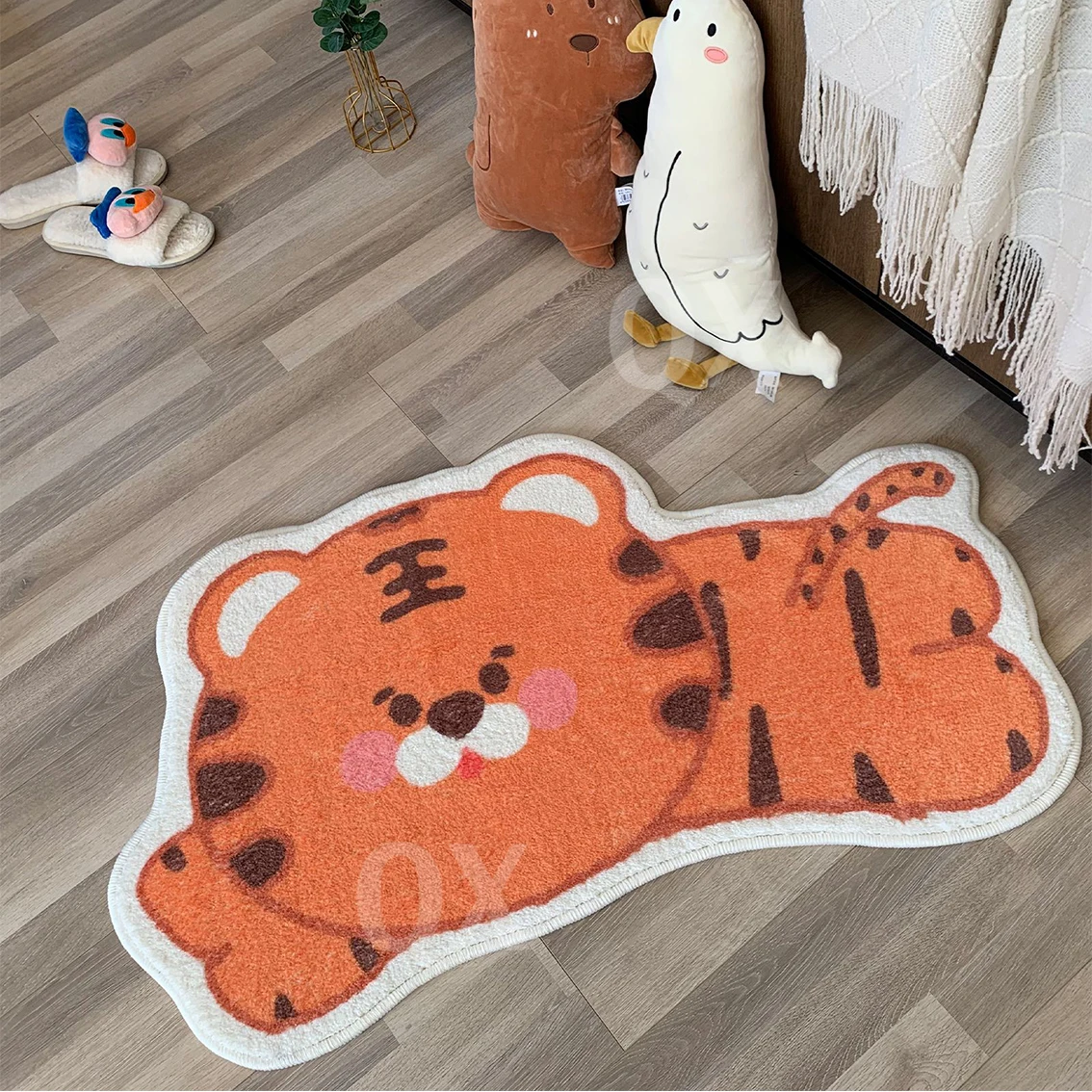 Cute rug tiger colorful tufted made design custom shape rug 3d custom rug