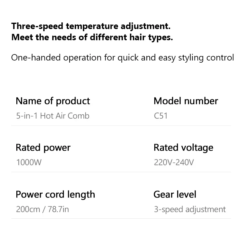 1000w Hairdryer5 in 1 Multi-Styler With Hot Air Brush Auto Wrap Hair Dryer Brush Curler Straightener Styling Tools