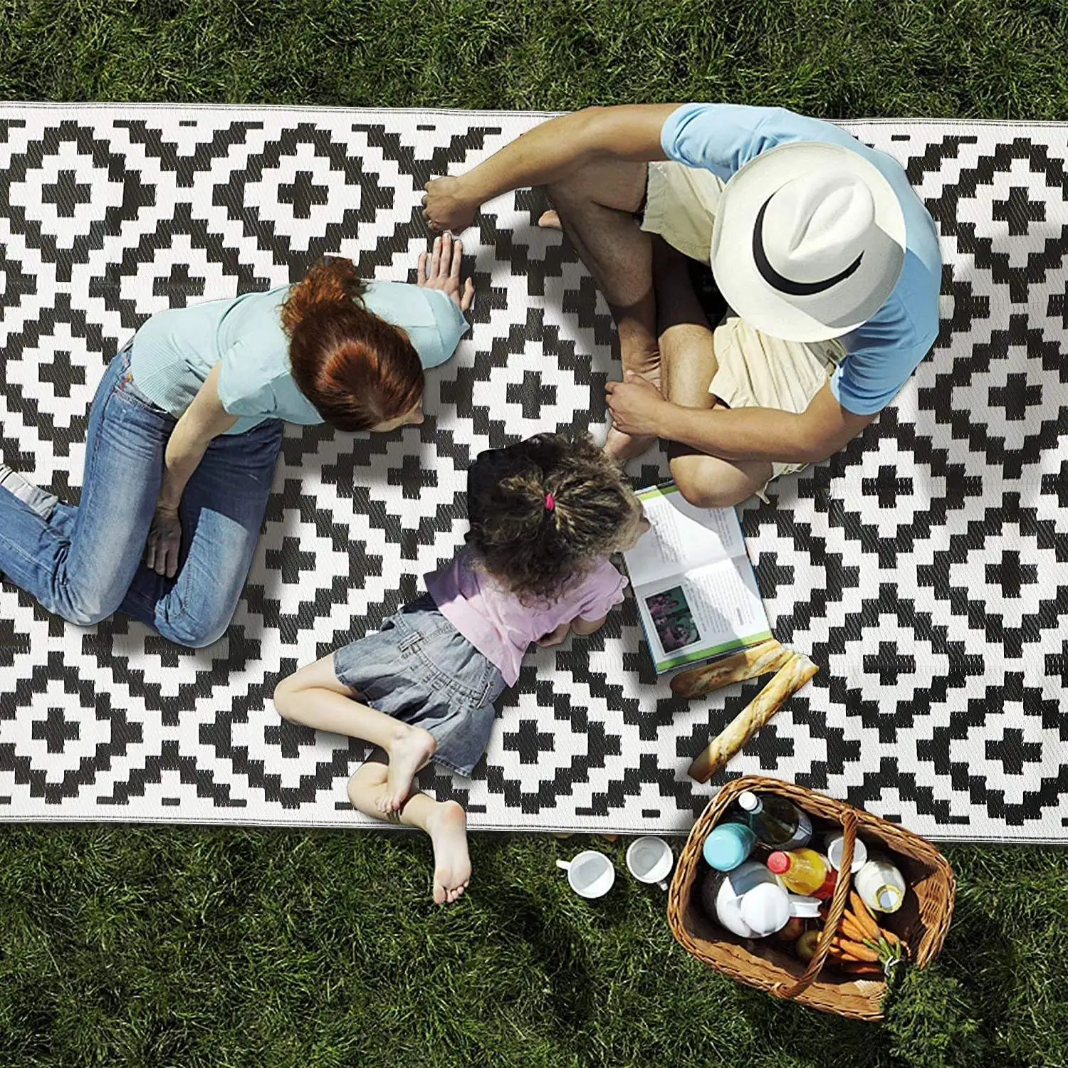 ZNZ Recycled Products Camping RV Mat 6 ft x 9 ft Polypropylene Classical Reversible Patio Mat