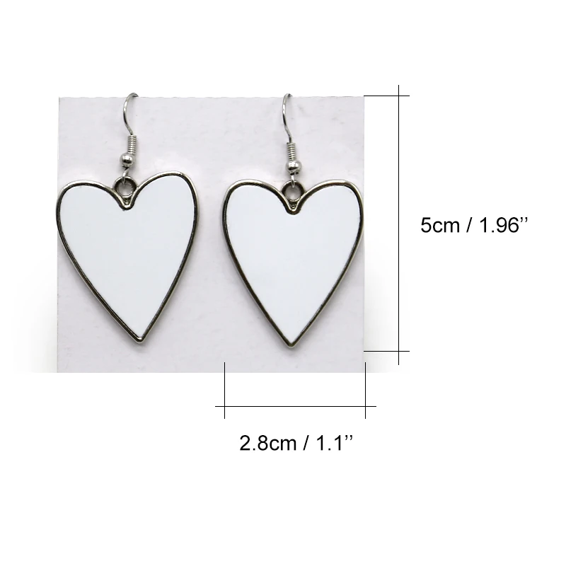 Custom Heart Shape Design Blank Sublimation Double-sided Earrings with Hardware