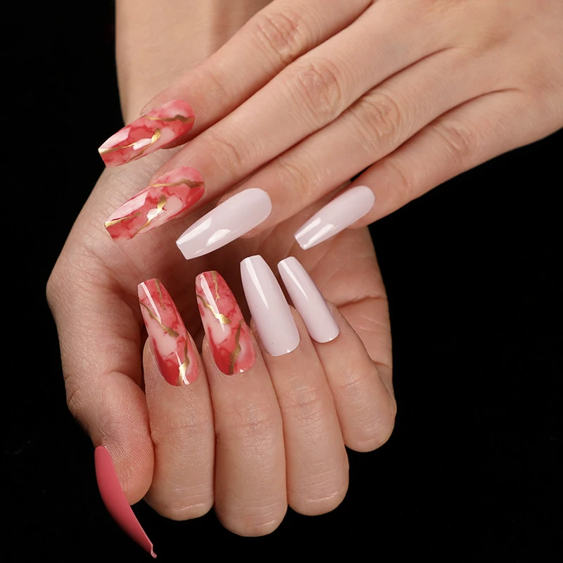 Wholesale 24 Piece Long Extra Short Square Almond Manufacturer Shape Press on Nails Acrylic Nail Art Kits