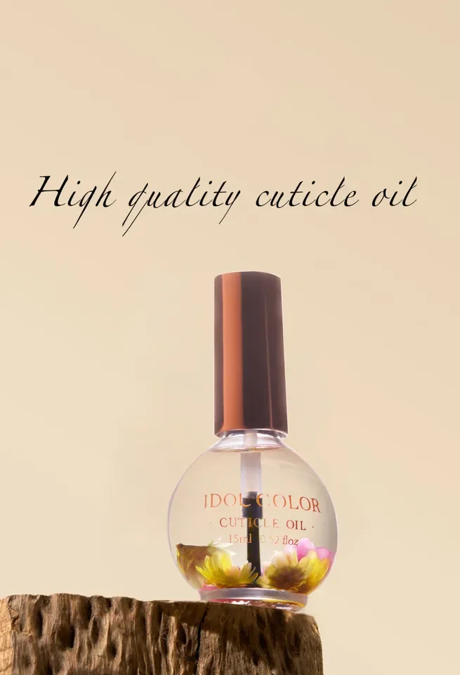 Custom Logo 15ml Dried Flowers Nutritional Cuticle Oil Treatment Gel Polish Nail Art Tool Nail Salon Beauty Oil Revitalizer Oil