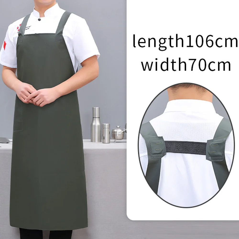 Professional Waterproof And Oilproof Soft Dishwashing Overalls Beef Tendon Soft Leather Aprons For Canteen And Kitchen Working