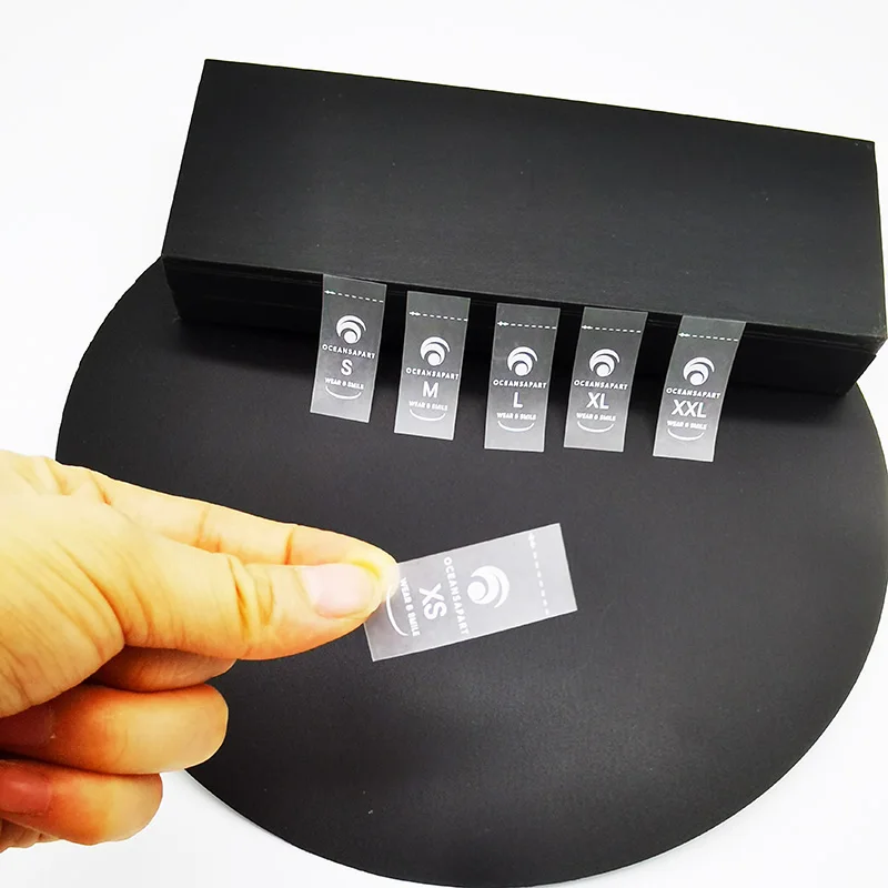 Custom Printing Washing Labels Clothing Size Label for Garment Transparent Clear TPU Soft TPU Customized Size 3000pcs Per Size