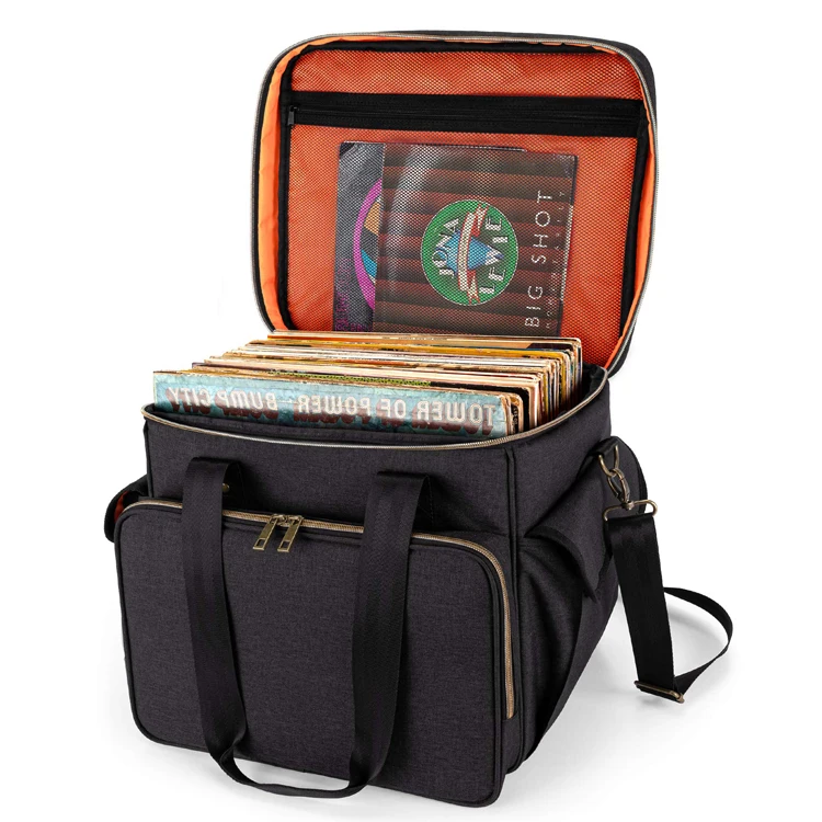 Custom Portable Vinyl Albums Collection Bag Travel Vinyl Record Storage Bag