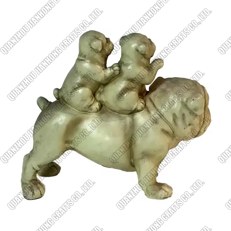 Realistic Bulldog Model Figures Standing Puppy Figurine for Home Office Decoration Polyresin Crafts