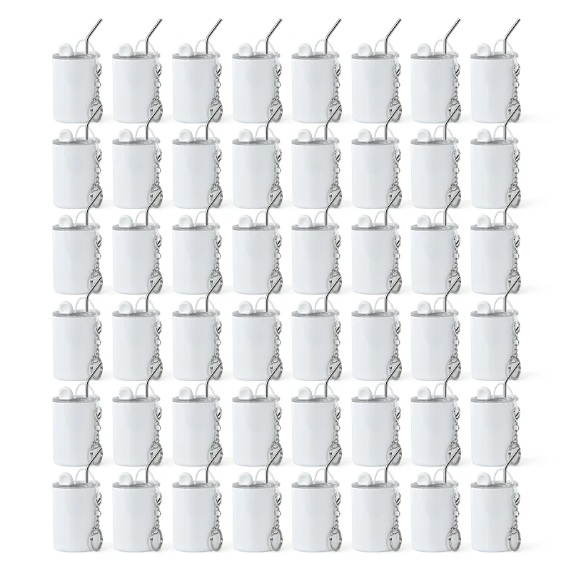 RTS Mini 3oz Stainless Steel White Sublimation Straight Tumbler Shot Glass with Metal Straw and Keychains