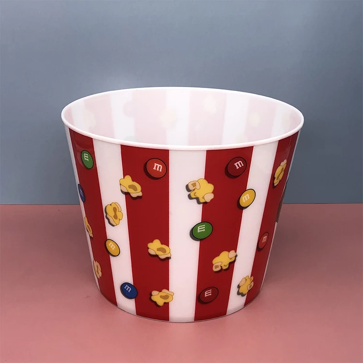  Wholesale Colorful 3D Lenticular Printing Emoticons Popcorn Buckets Custom Plastic Bucket For
