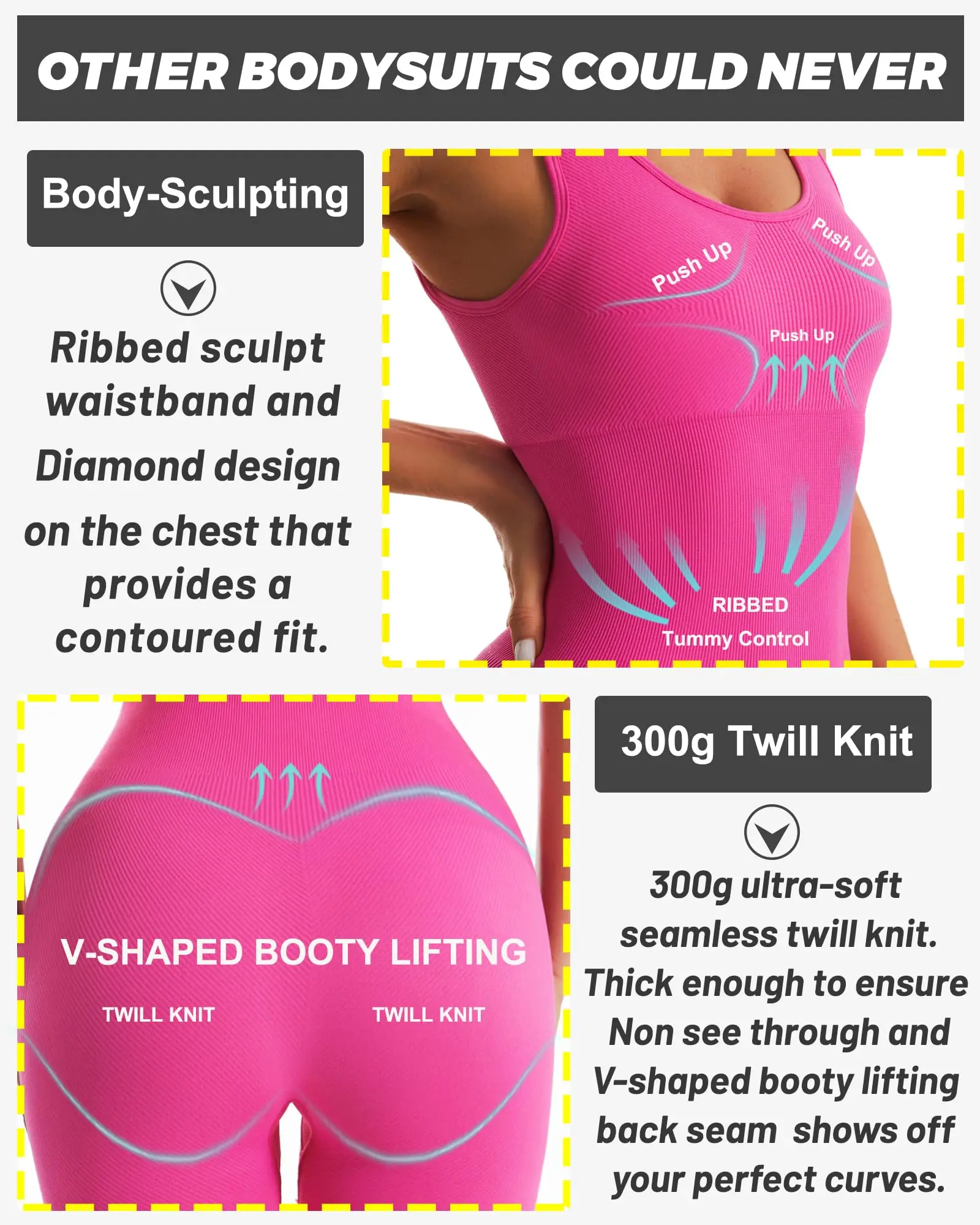 RUNNING GIRL Jumpsuits for Women Ribbed Backless Sexy One Piece Outfits Tummy Control Bodysuit Athletic Rompers