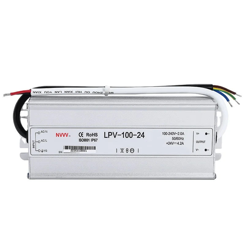 Nvvv LPV-100w-24v водонепроницаемый портативный источник питания переменного тока модуль 24V блок 100W 4A светодиодный