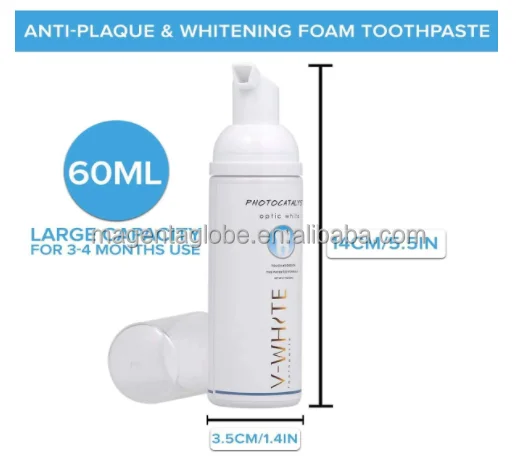 60ml Alcohol Free pH Balanced Fluoride Free Toothpaste Deep Cleaning Teeth Whitening Foam Toothpaste