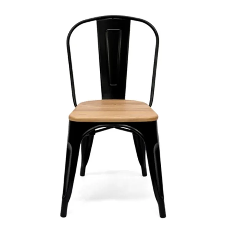 wooden seat industrial interior leisure chair retro dining chair metal+chairs