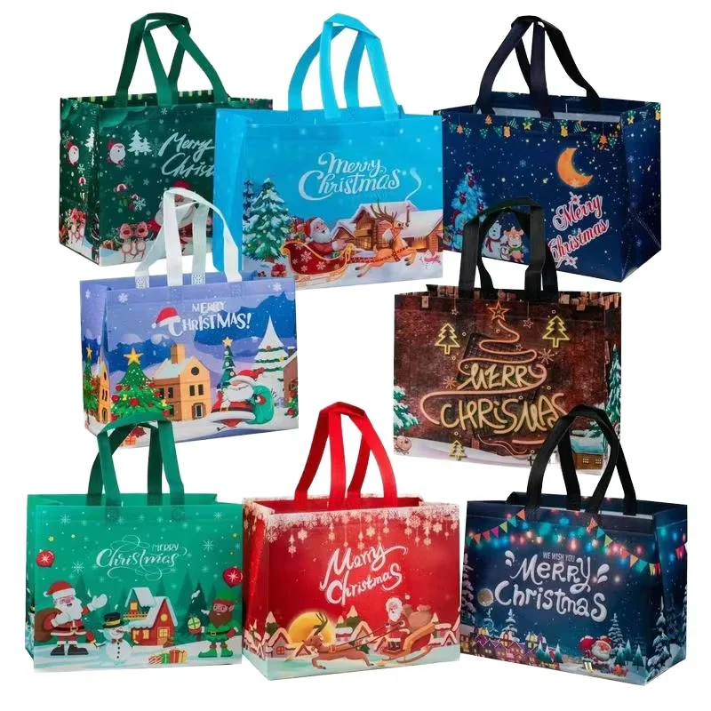 Christmas gift bag PP laminated full color printing non woven custom bag non woven tote bag