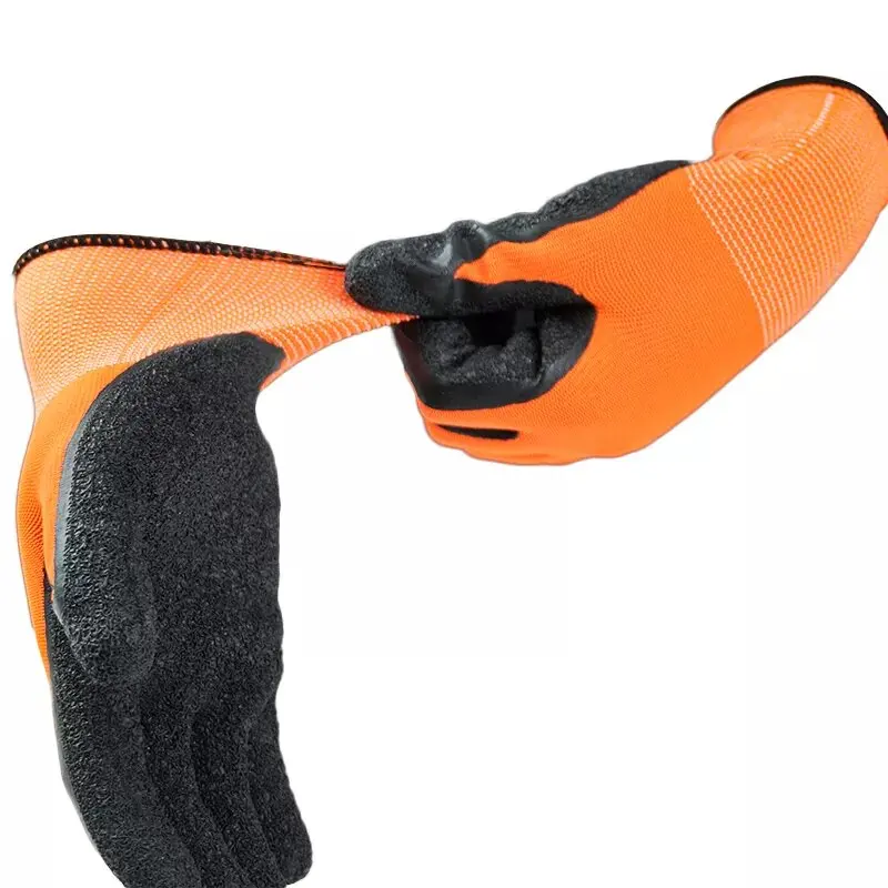 Construction Polyester 13G Latex Rubber Coated Red and Black Work Protective Gloves with Latex Coating