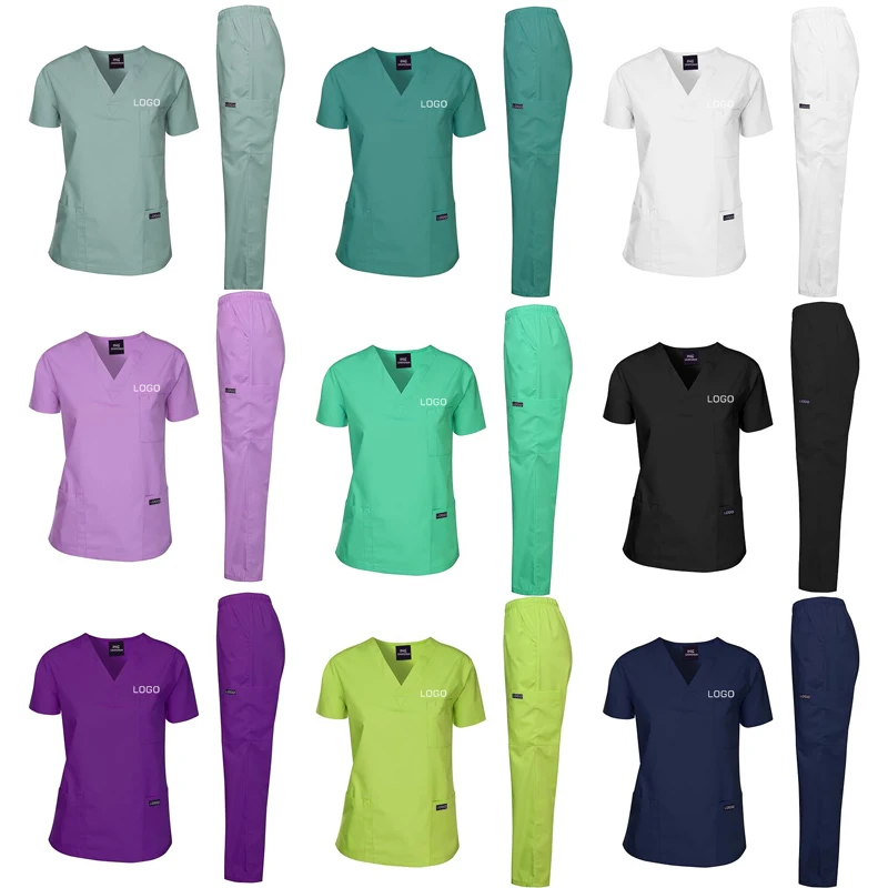 Wholesale Custom Stretch Breathable Women Sets Nursing Scrubs Uniformes De Enfermera Para Hospital Scrubs Uniforms Sets Woven