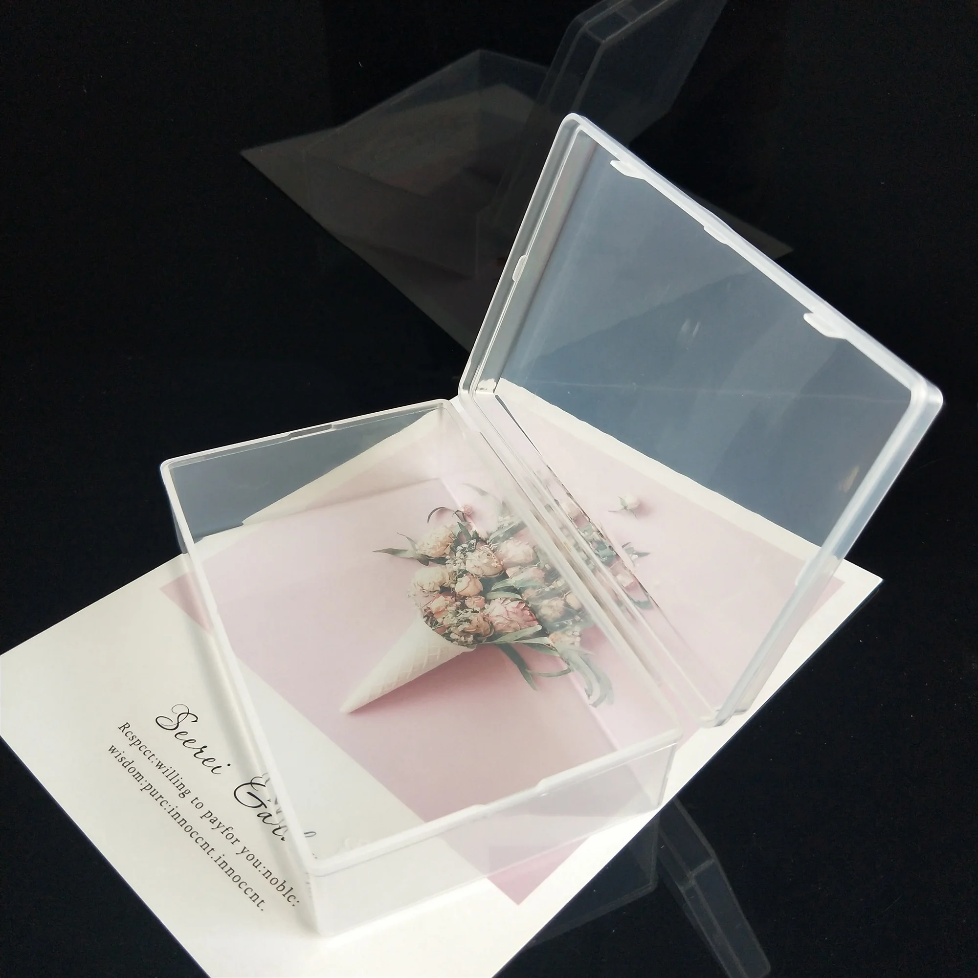 Injection Moulded Simple Clear Hinged Hard Plastic Container with Cover