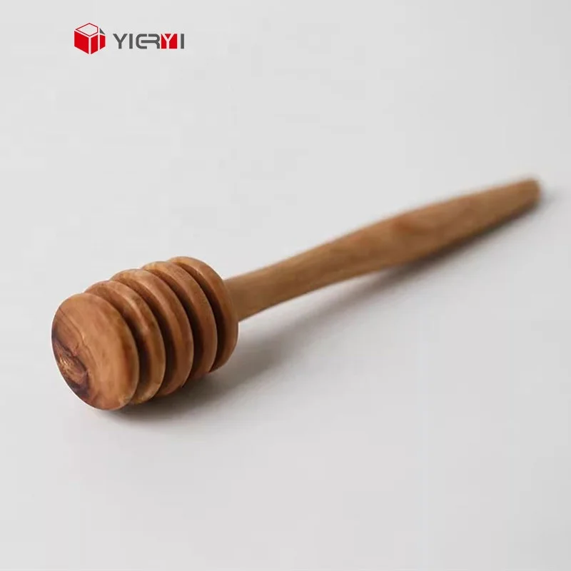 Wood Honey Dipper Stick Natural Handmade Olivewood Stirre Drizzle and Serve Syrup or Molasses 5.3 Inch Wooden Honey Spoon