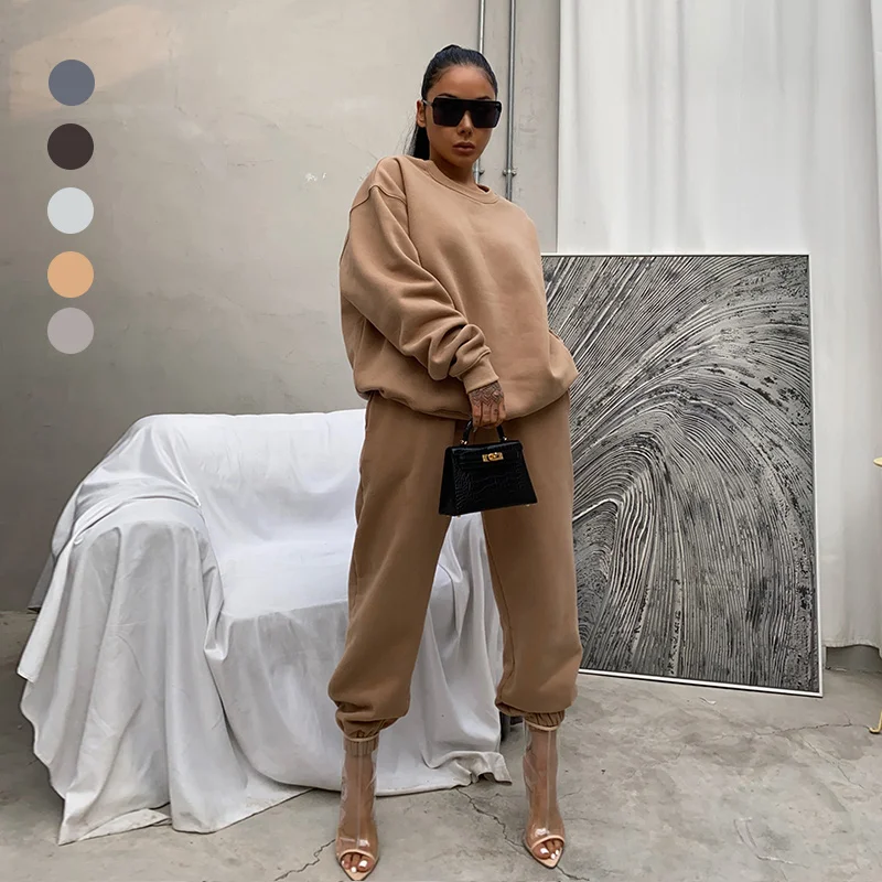 2022 unisex sweatsuit 2 piece set women jogging suits wholesale winter fleece sports two piece pants set tracksuits for men