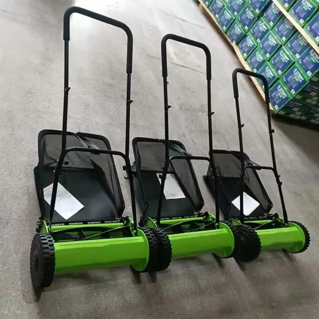 Good Iron Reinforced Grass Eater 2 Wheel Manual Push Sod Mower 16 Inch 40cm Cutting  Width Big Spiders Steel Big Bags Mow