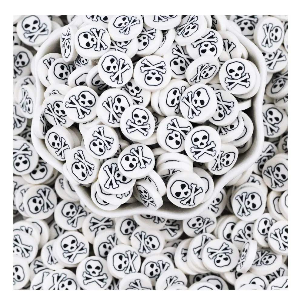 XINGROU Halloween Scary Cartoon Character White Dead Skull Polymer Clay Sprinkles Slices For Slime Fillers Nail Phone Case DIY