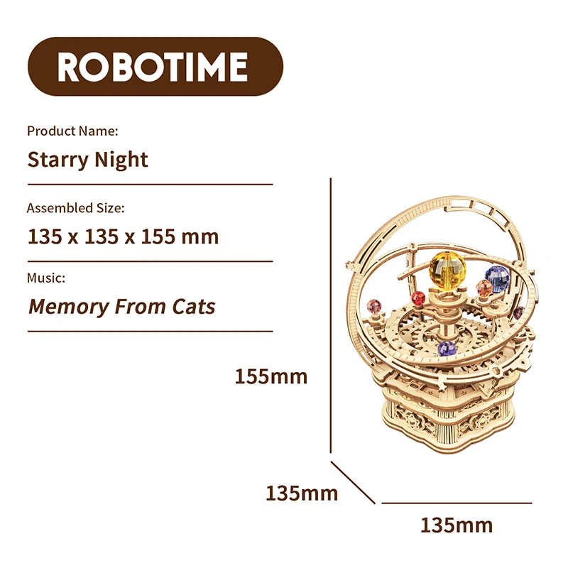 Robotime Rokr Contact Get 25% off DIY Handmade Assembled Toys AMK51 Starry Night Model Kit 3D Wooden Puzzles